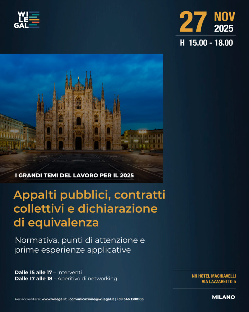Evento 27 novembre, Milano | Appalti pubblici, contratti collettivi e dichiarazione di equivalenza